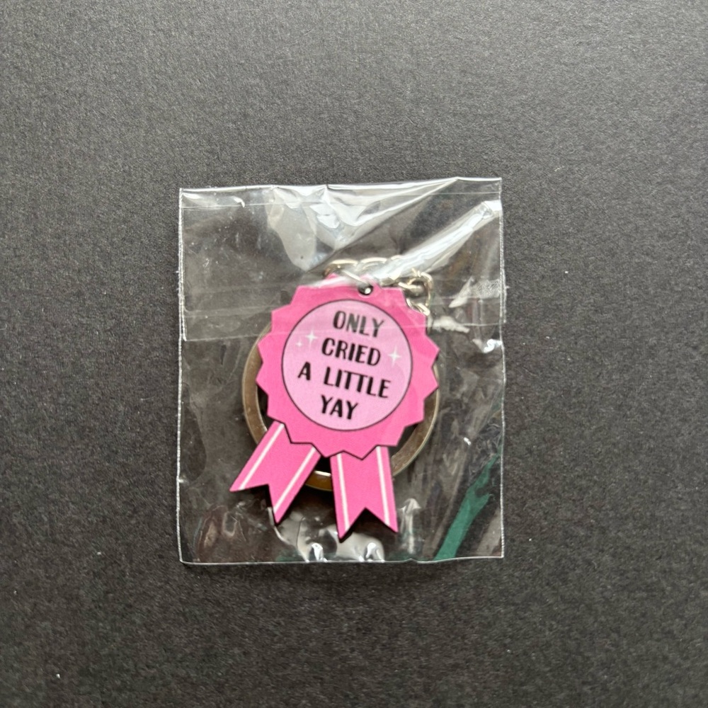 Only Cried A Little Pink Ribbon Keychain | Funny Novelty Gifts - Picture 4 of 10